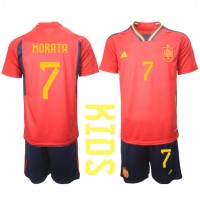 Spania Alvaro Morata #7 Fotballklær Hjemmedraktsett Barn VM 2022 Kortermet (+ korte bukser)